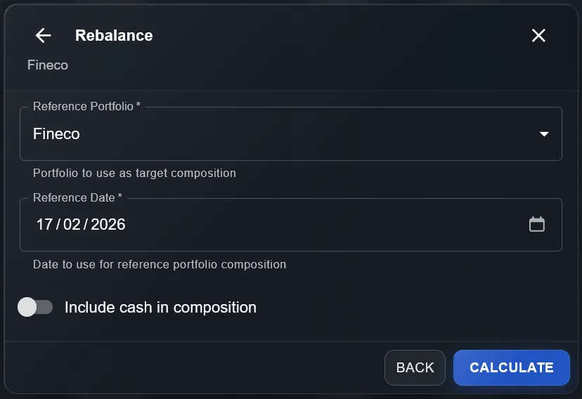 Capital Management — Rebalance input