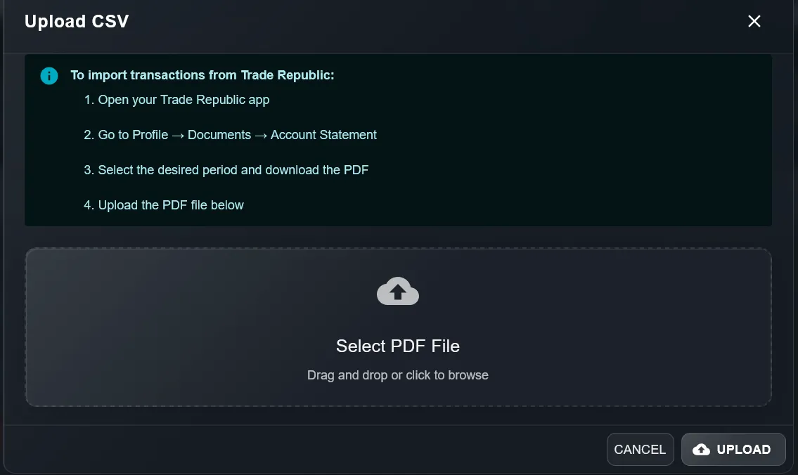 Import Trade Republic PDF in DonkyCapital